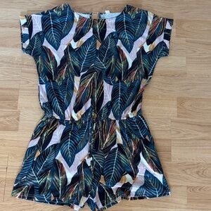 Tropical Leaf Print Kids One Piece